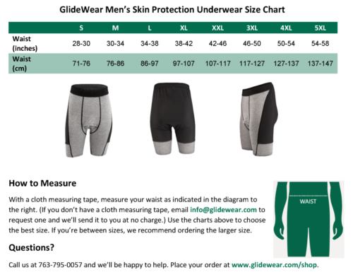 GlideWear Men's Underwear Size Chart